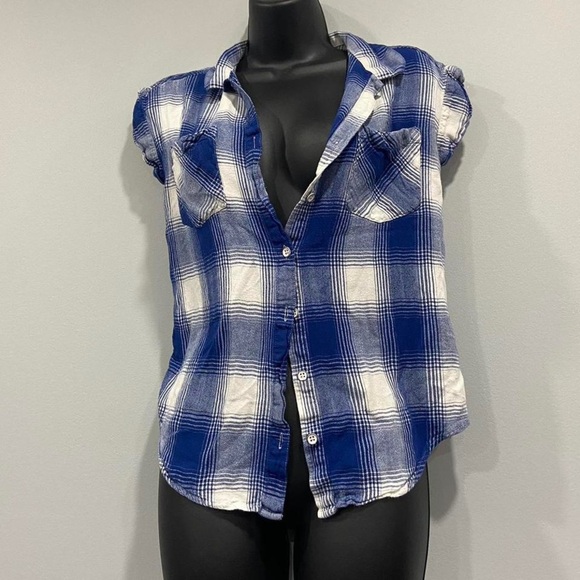 Plaid button up tee - Picture 1 of 5